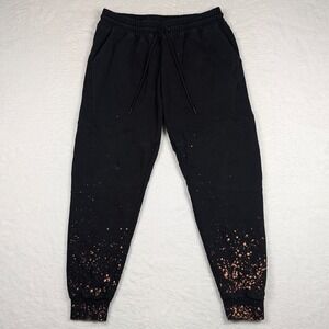 American Tall Sweatpants Mens Large Tall Black Fleece Joggers Paint Splatter